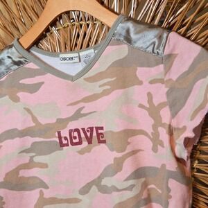 VTG Y2K Cherokee Girl Large Short Sleeve T Shirt Pink Camo Love Satin Trim